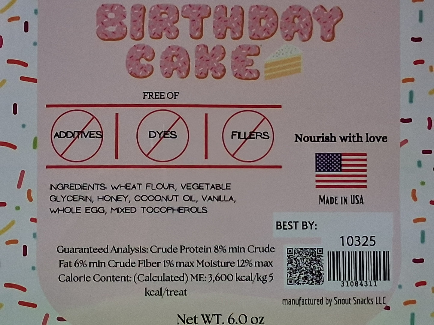 Birthday Cake Dog Treats – Crunchy Biscuits (6 oz)