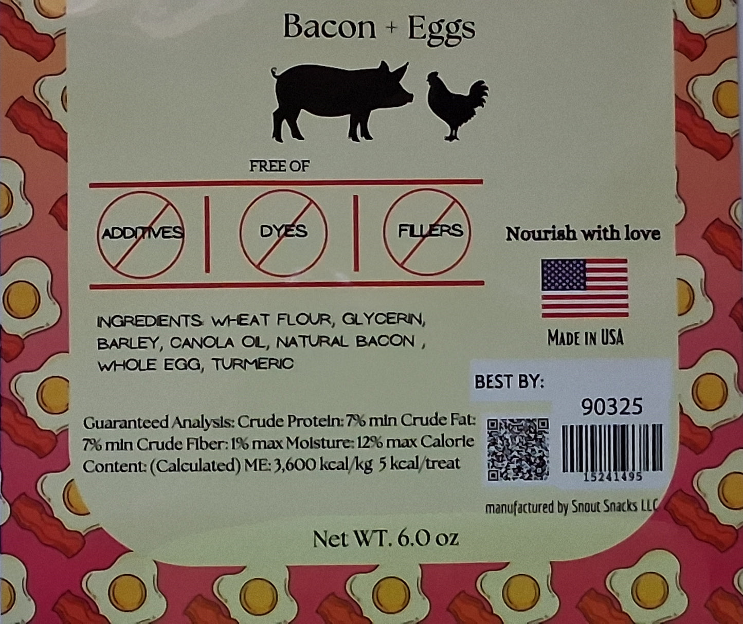 Bacon + Eggs Dog Treats – Crunchy Biscuits (6 oz)