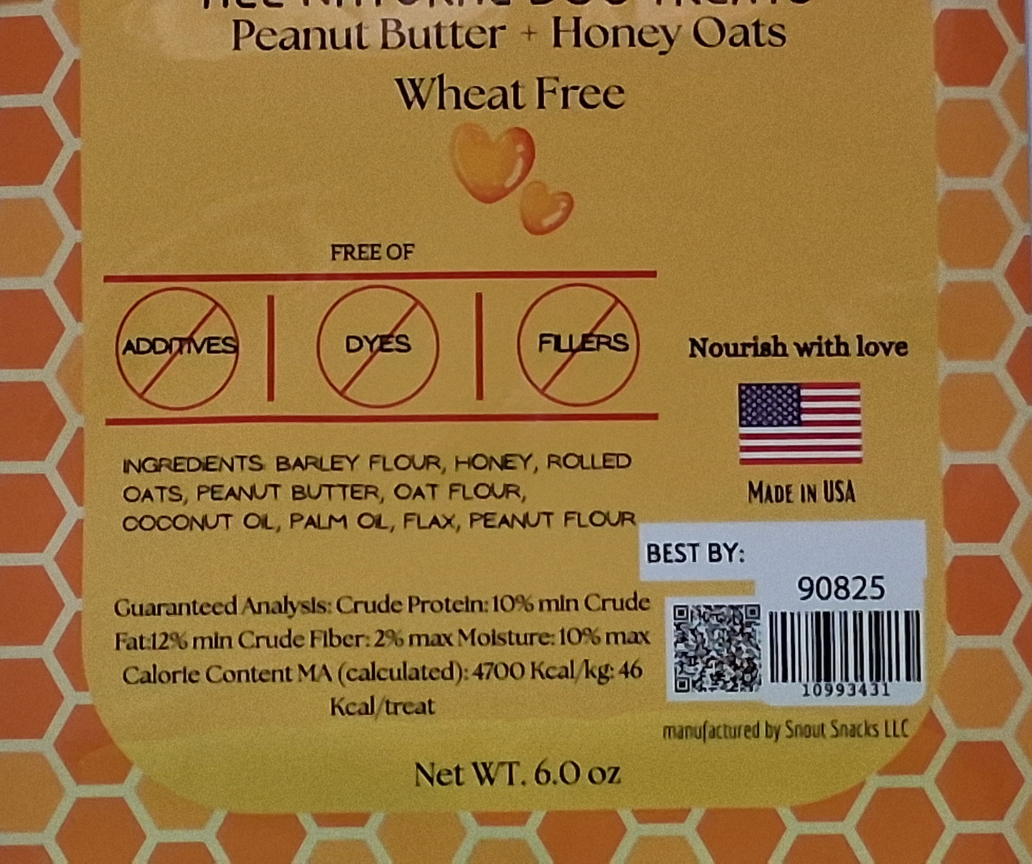 Peanut Butter & Honey Oats Dog Treats – Wheat-Free Crunchy Biscuits (6 oz)