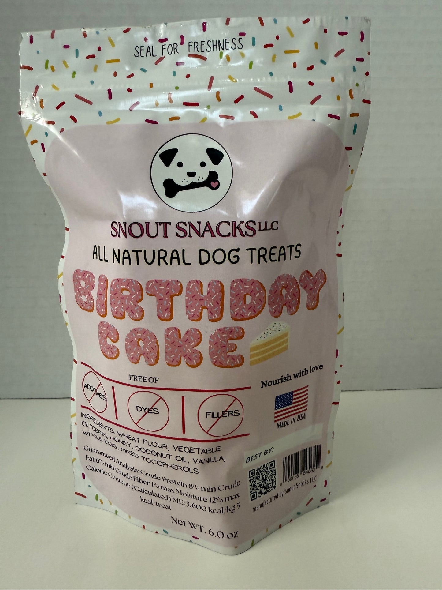 Birthday Cake Dog Treats – Crunchy Biscuits (6 oz)
