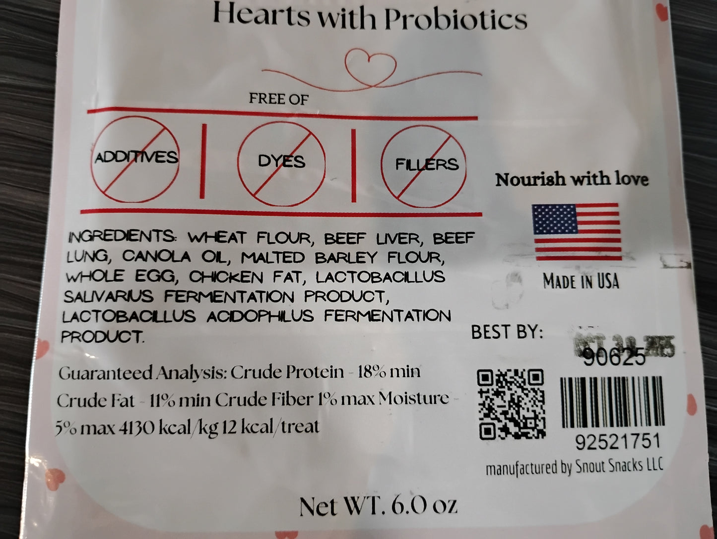 Beef Hearts with Probiotics – Dog Treats (6 oz)