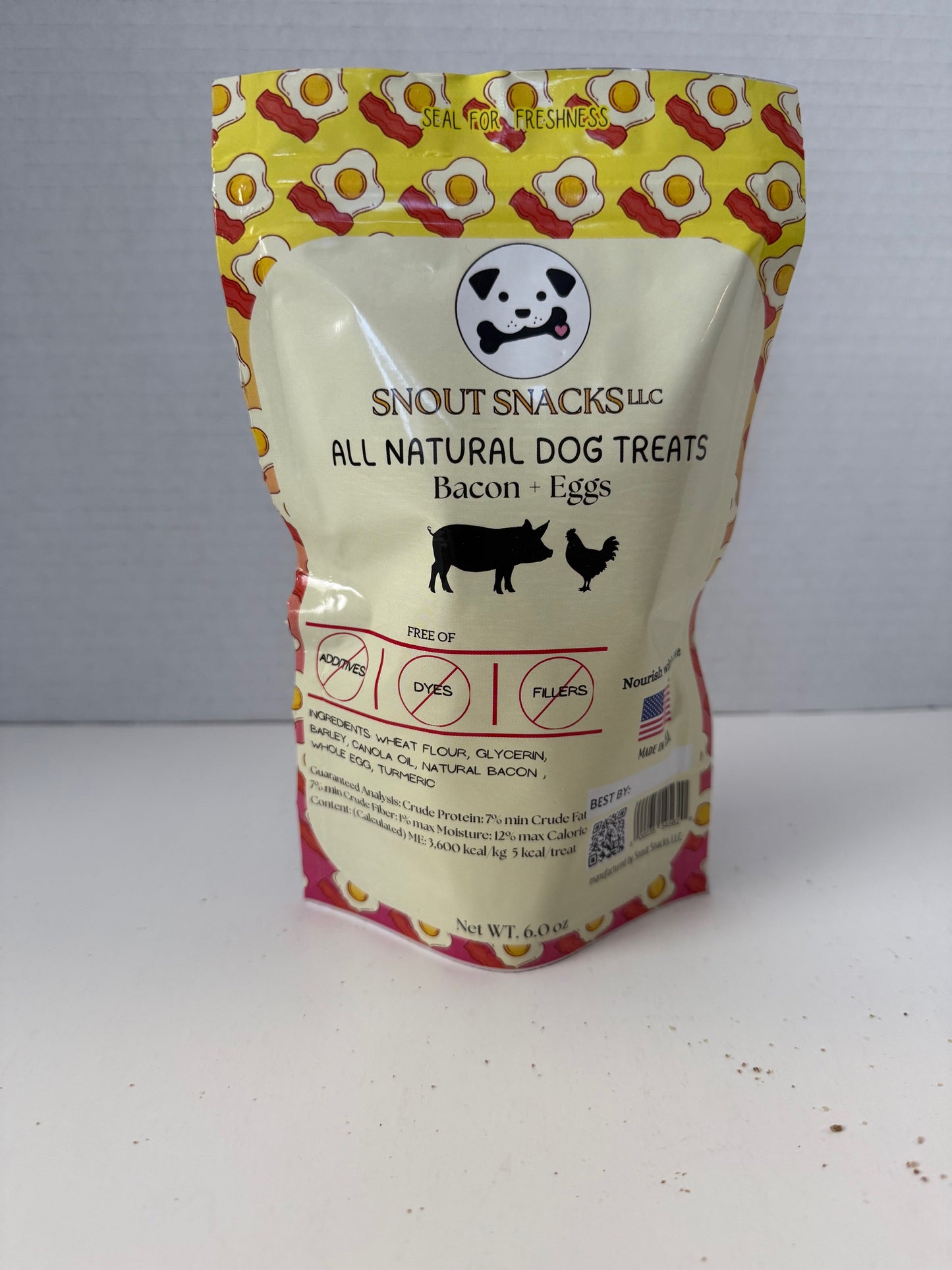 Bacon + Eggs Dog Treats – Crunchy Biscuits (6 oz)