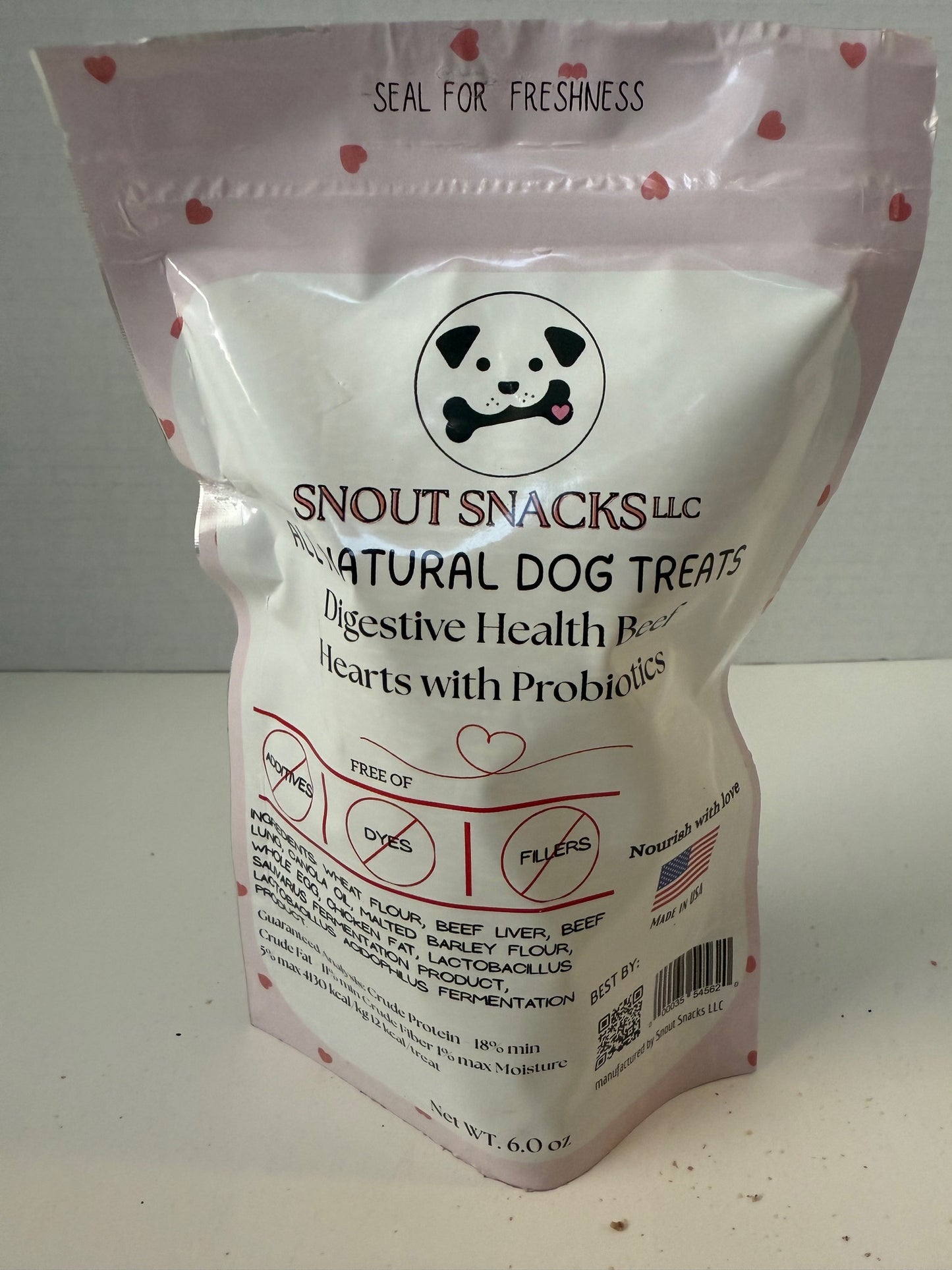 Beef Hearts with Probiotics – Dog Treats (6 oz)