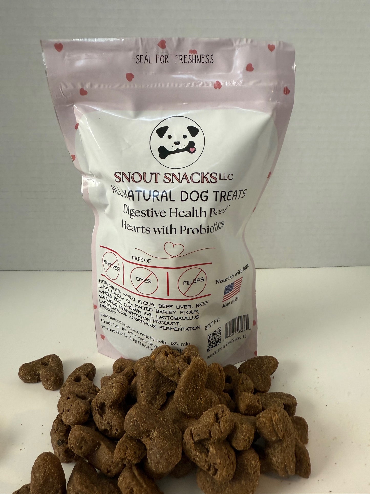 Beef Hearts with Probiotics – Dog Treats (6 oz)